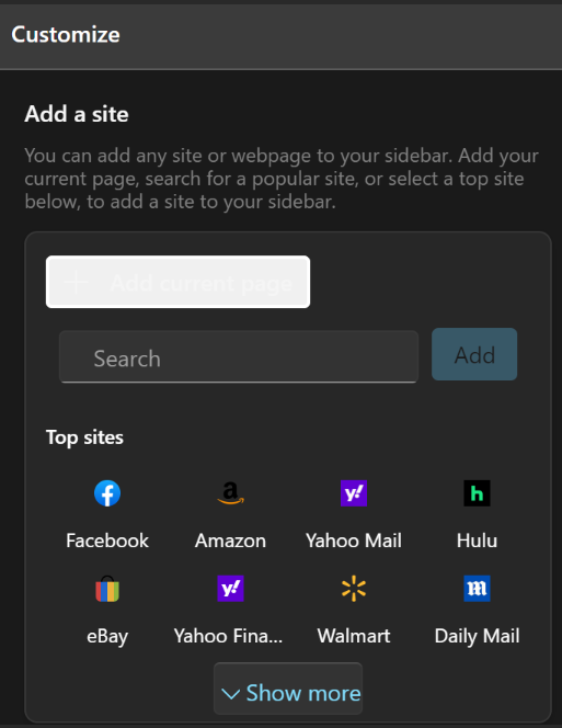 Microsoft Edge Sidebar settings in Intune
